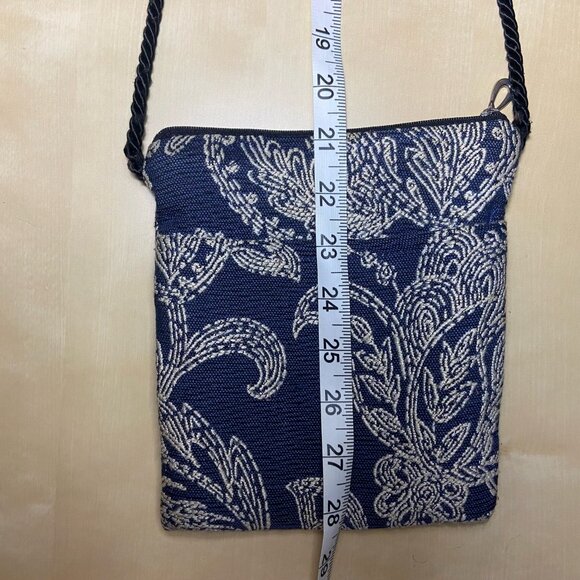 Dana Herbert Tapestry Crossbody Bag – Blue Paisley Small Purse - Picture 3 of 6